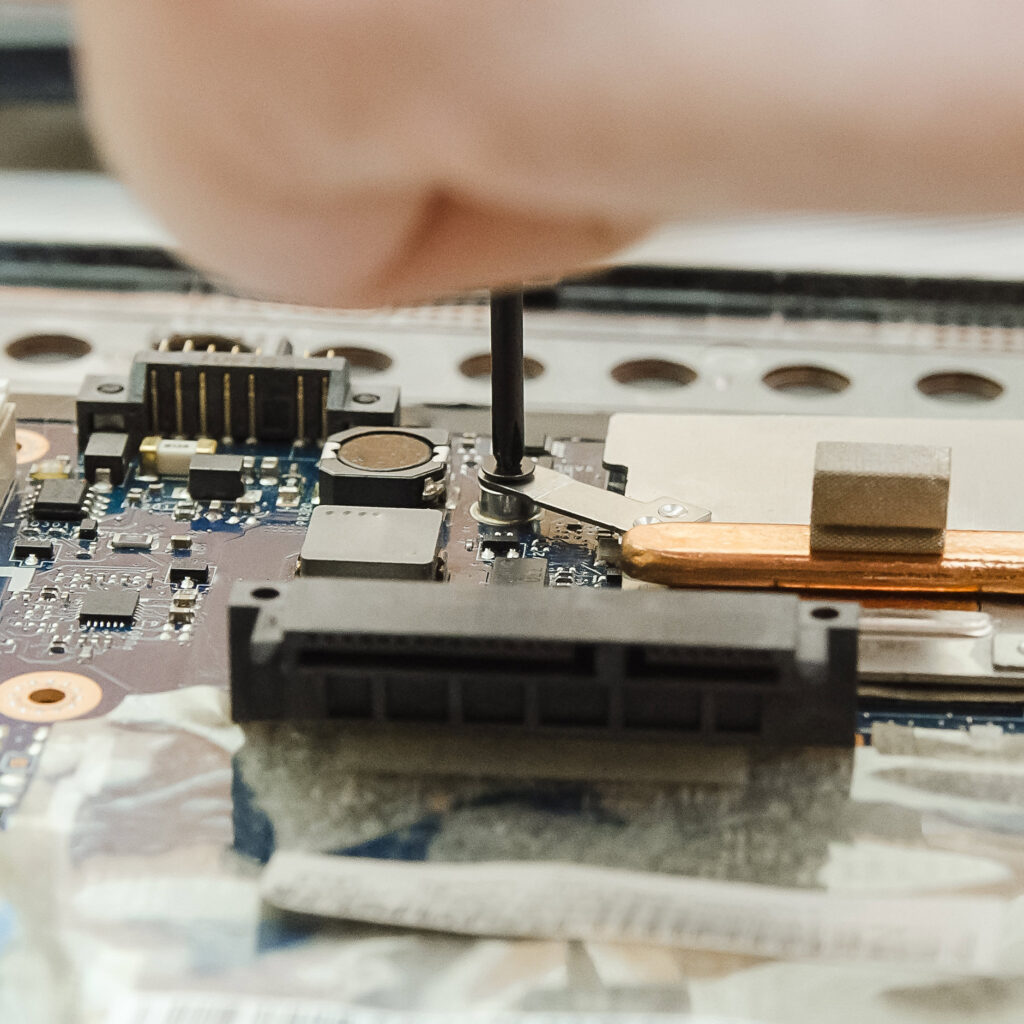 Photo of fastener applied to pc board