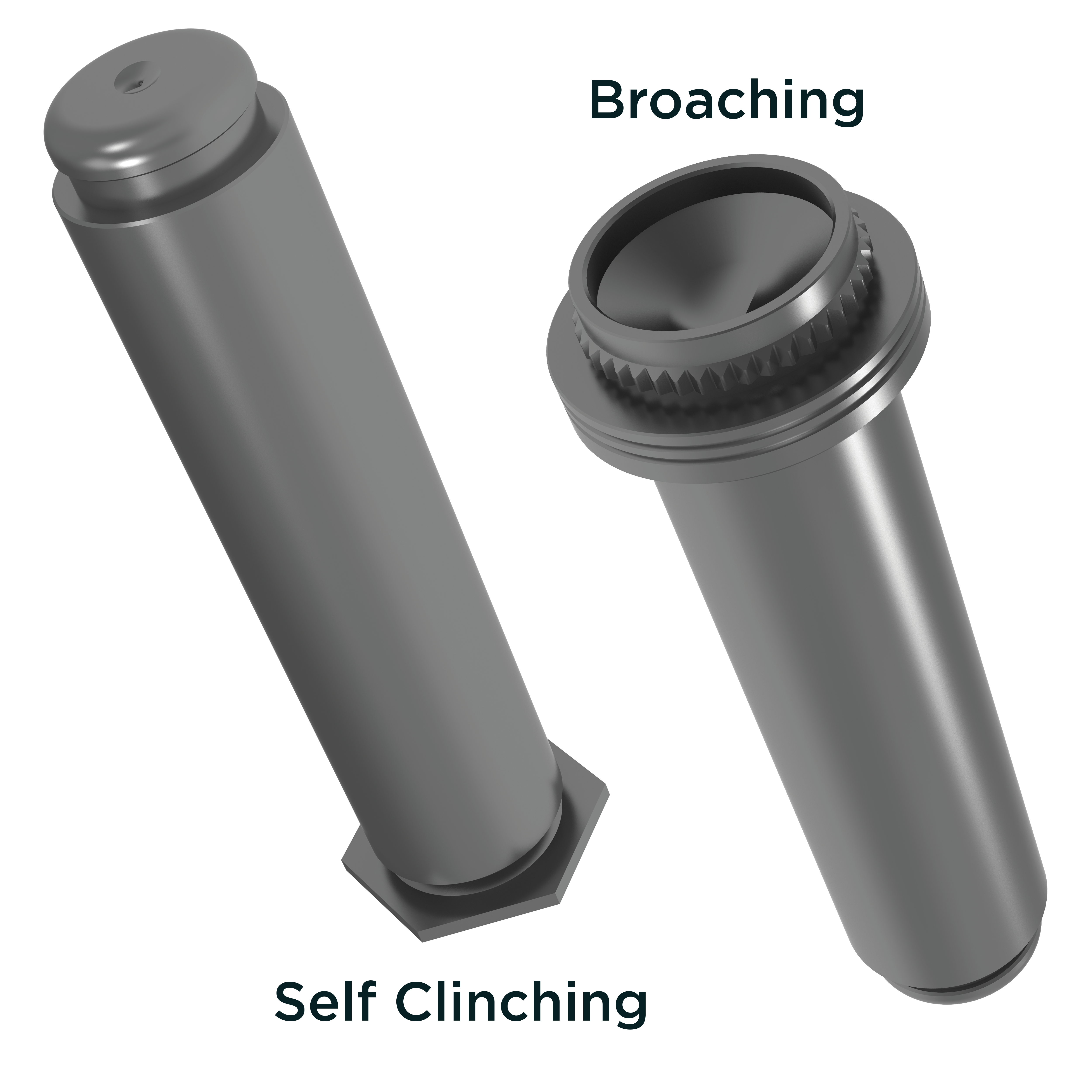 Self-clinching and broaching pins for electrical connections