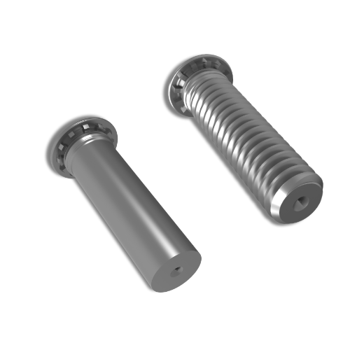 A self-clinching locating pin and threaded stud