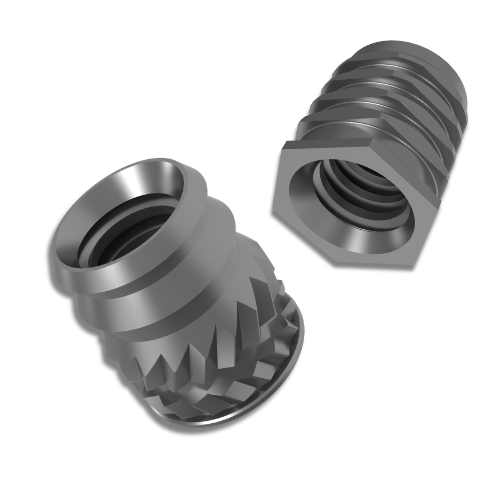 Two varieties of threaded inserts