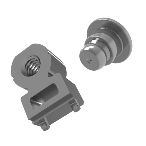 A surface mounted, right-angle fastener and a tackpin