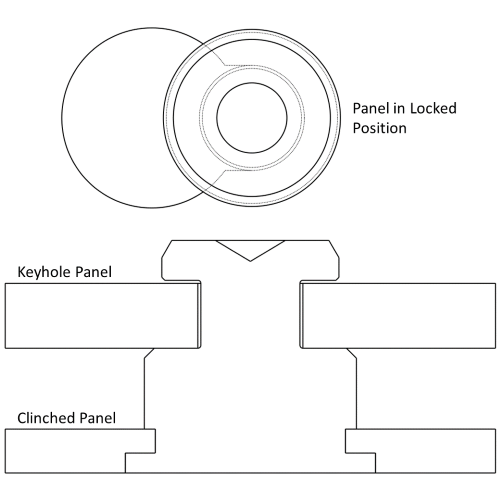 Schematic drawing of a self-clinching, KEYHOLE® standoff