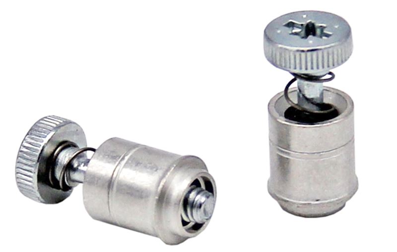 Spring-loaded screw in a surface mounted retainer
