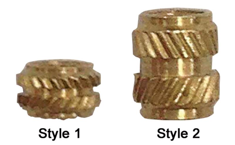 Micro, heat-staking threaded inserts for use in very small assemblies.